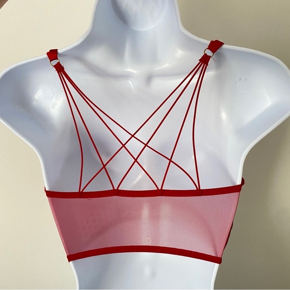 Victoria's Secret Red Luxe Lingerie Starburst Quarter Cup Mesh Bra Lingerie 32D - Picture 6 of 7